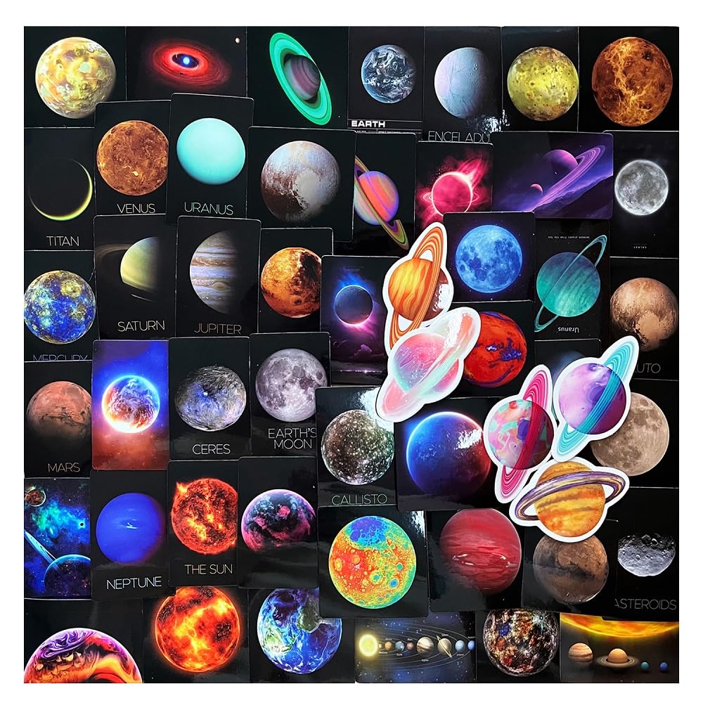 50枚セット 宇宙 惑星ステッカー 星空シリーズ ステッカー 防水デカール 漫画ご褒美シール DIY 素材 ギター 車 自転車 水筒 スケート 携帯ノート スーツケース 子供 学生 ギフト 誕生日 プレゼント 贈り物に適用 [並行輸入品]