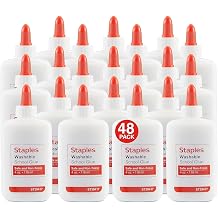 Staples School Glue, 4 oz. Bottles, 48 Pack Washable Adhesive for Classrooms, Crafts & Projects