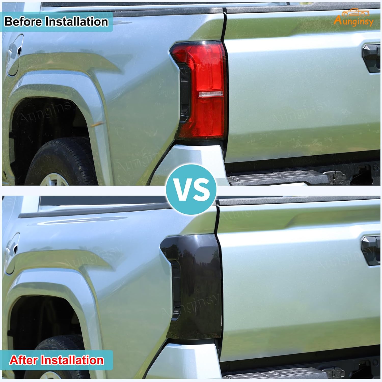 Aunginsy Tail Light Lamp Cover Compatible with Toyota Tacoma 2024-2026, Rear Taillight Lamp Cover Shell Shade Smoked Black Frame Bezels Trim Cover Rear Headlight Protection Cover Exterior Accessories