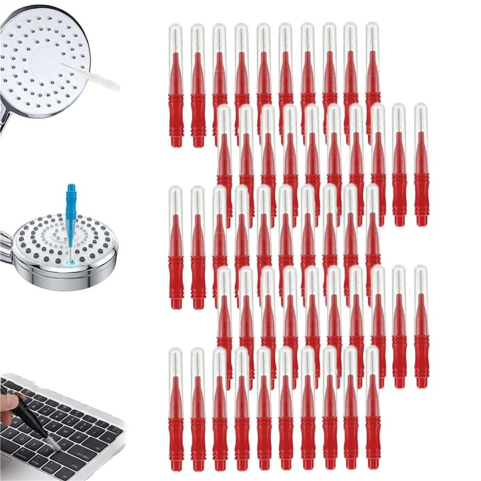 Shower Head Cleaning Brush For Small Holes,Multifunctional Crevice Cleaner With Nylon Bristles, Tool Anti-Clogging Nozzle,Showerhead Brushes(Red)