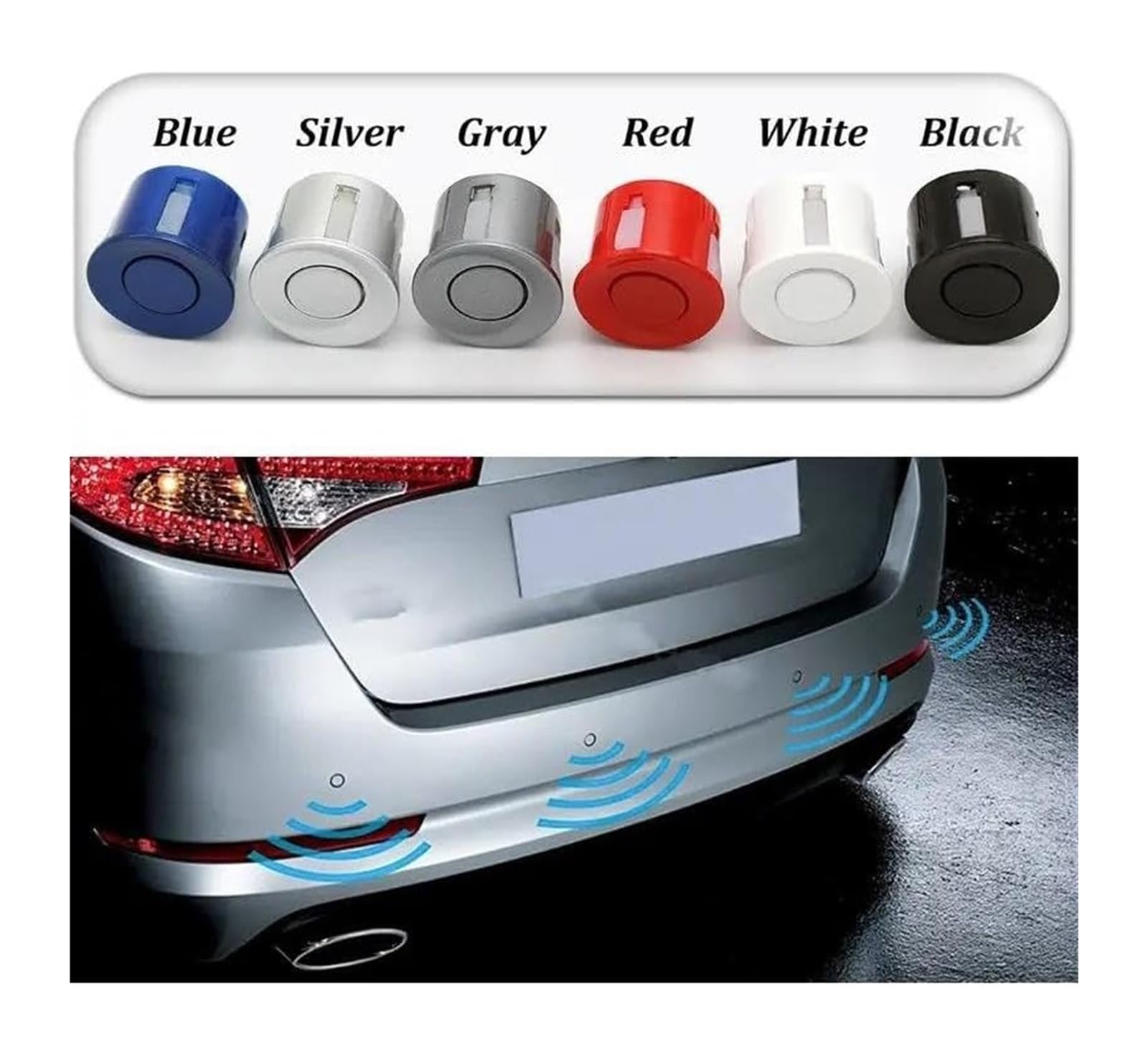 Radar Recul pour Voiture 4 Buzzers Capteur Stationnement 22 Mm Détecteur D'alerte Sonore 12 V Système De Radar De Recul(Argent)