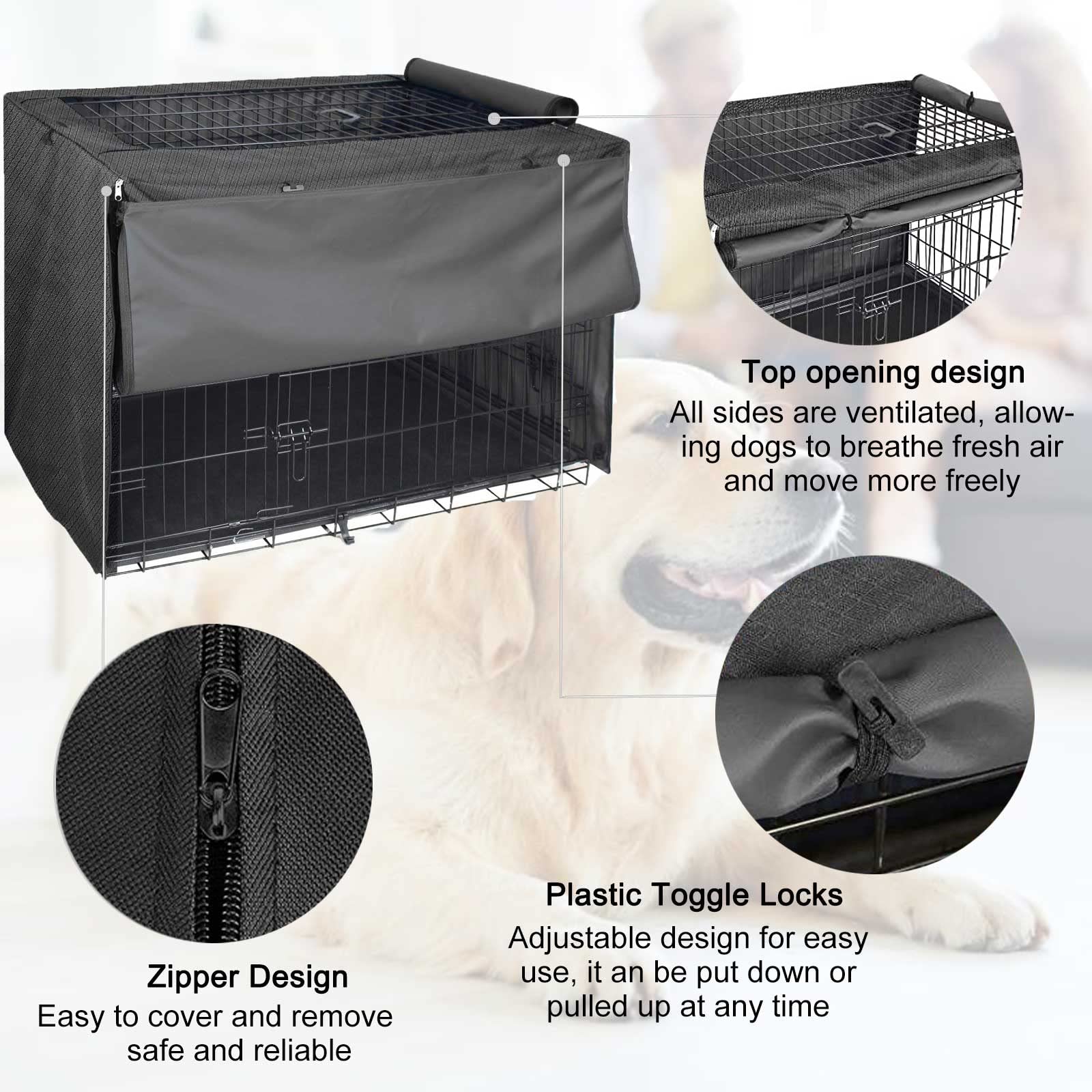 Schleuder Copertura Kennel, Telo Copertura Kennel Multifunzionale Resistente alla Luce, Materiale in Tessuto Oxford 420D, Copri Kennel Cane Resistente all'Acqua e al Vento (Senza Gabbia per Cani)