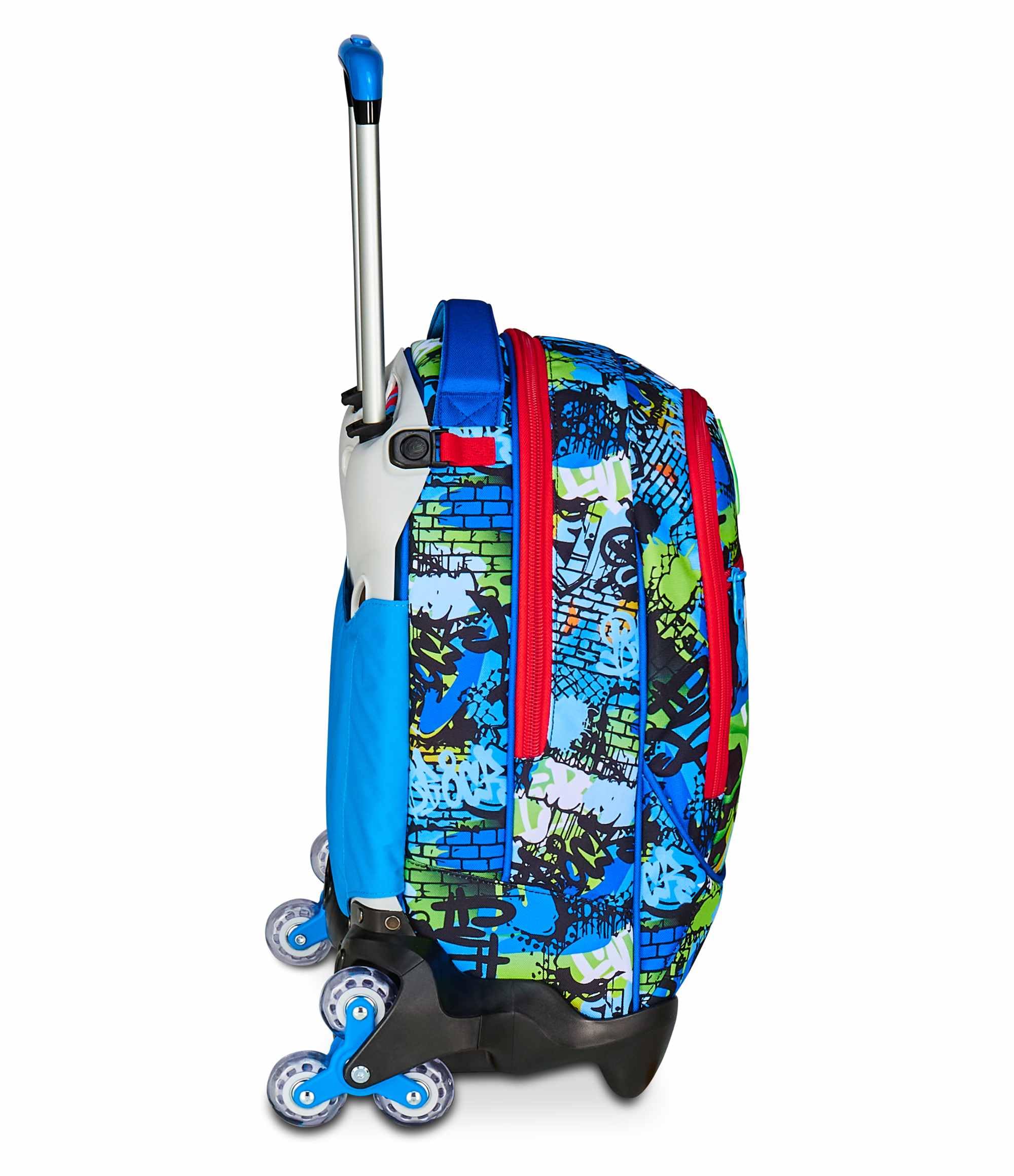 SJ GANG STYLE JAM GANG Trolley Scuola Jack 3 Ruote, Multicolore, 3 in 1, Zaino Triplo Uso con Carrello Sganciabile, 33 L, Zaino Scuola Elementare, Zaino Bambino