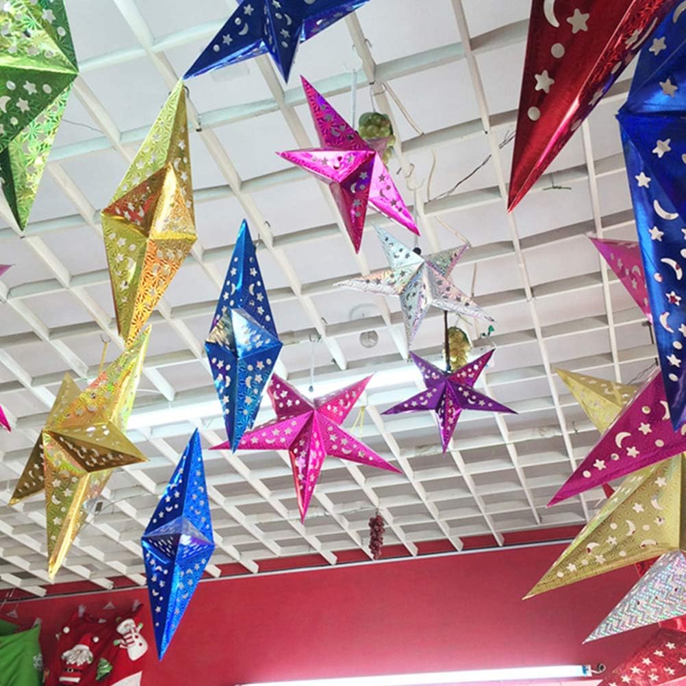 Hanging Paper Star Lantern Ceiling Twinkle Pentagram Lampshade Christmas Wedding Party Ornament 30CM 5Pcs