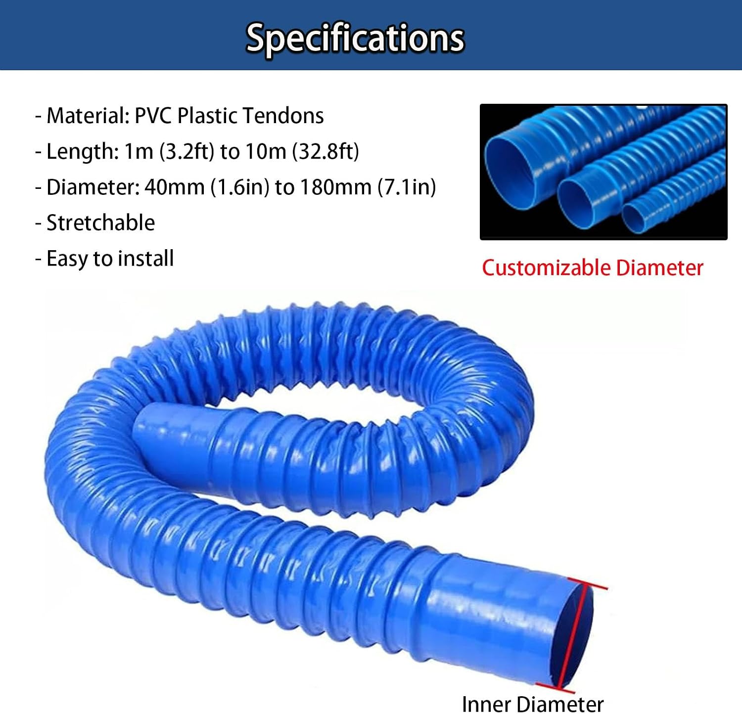 Lightweight Dust Extractor Hoses, Suction Vacuum Fume Exhaust Flexible hoses, for Collectors & Woodworking Shop(5m(16.4ft),75mm/3in)