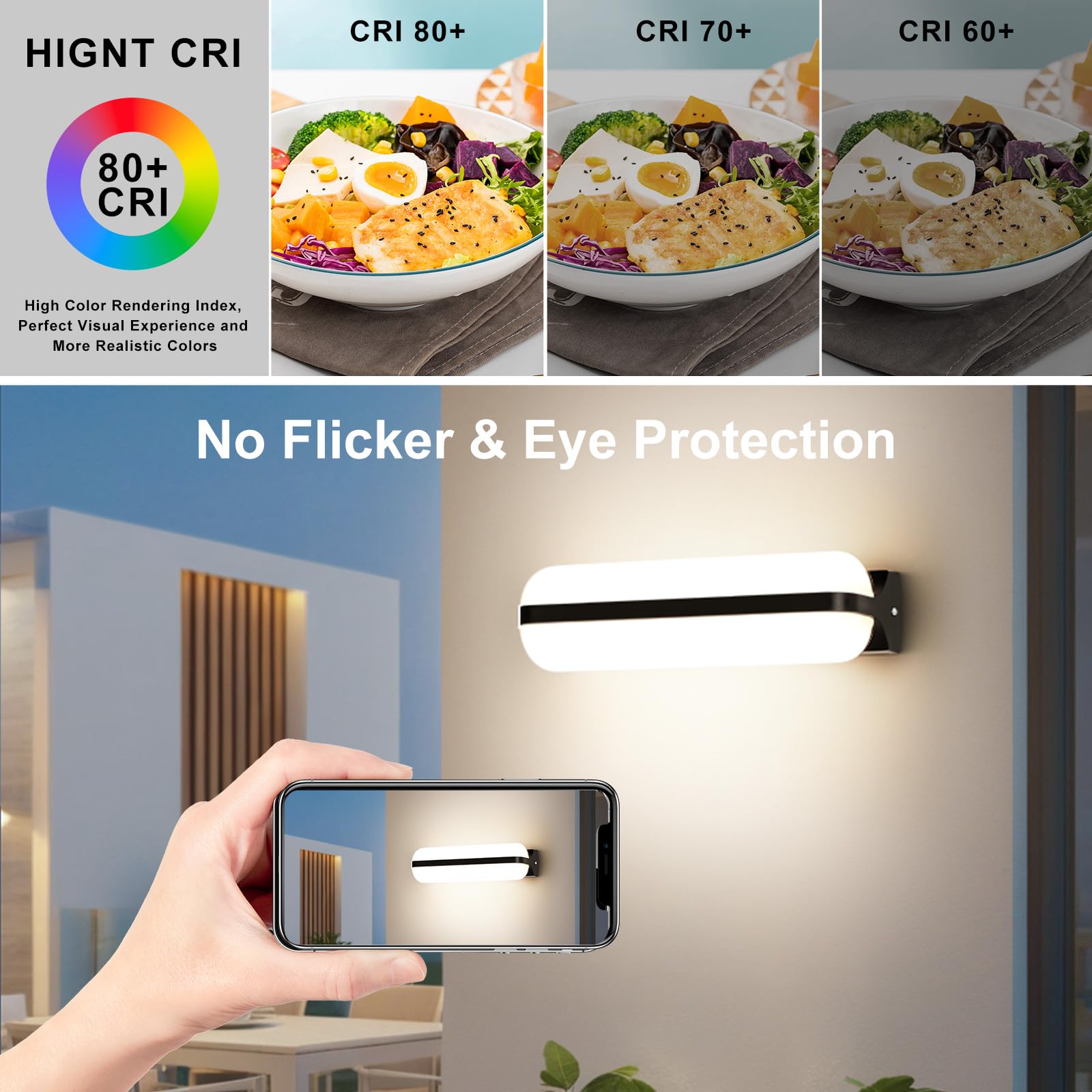 VivaLet Applique da Esterno/Interno 20W 2000LM, Illuminazione Up & Down Lampada da Parete a Parete, 4000K IP65 Luce da Esterno per Ambienti Umidi, Balcone, Bagno, Corridoio, Cantina, Giardino, WC
