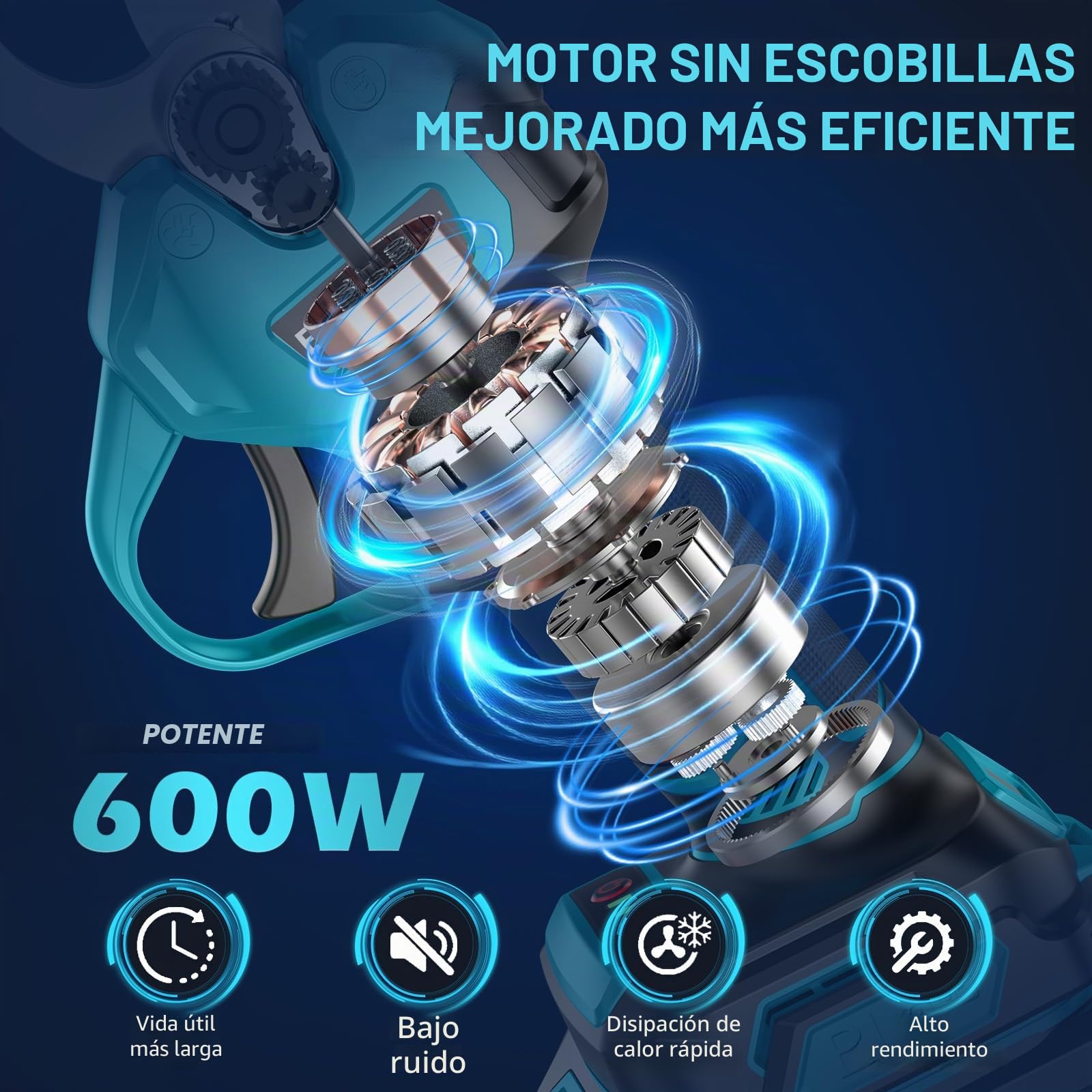 Tijeras de Podar Eléctricas Sin Escobillas, BETENST Tijeras de Podar Batería 21V con 2 Batería 2.0Ah, Hoja SK5, Pantalla LCD Tijeras de Jardín Profesionales Para Huertos, Jardinería y Granjas