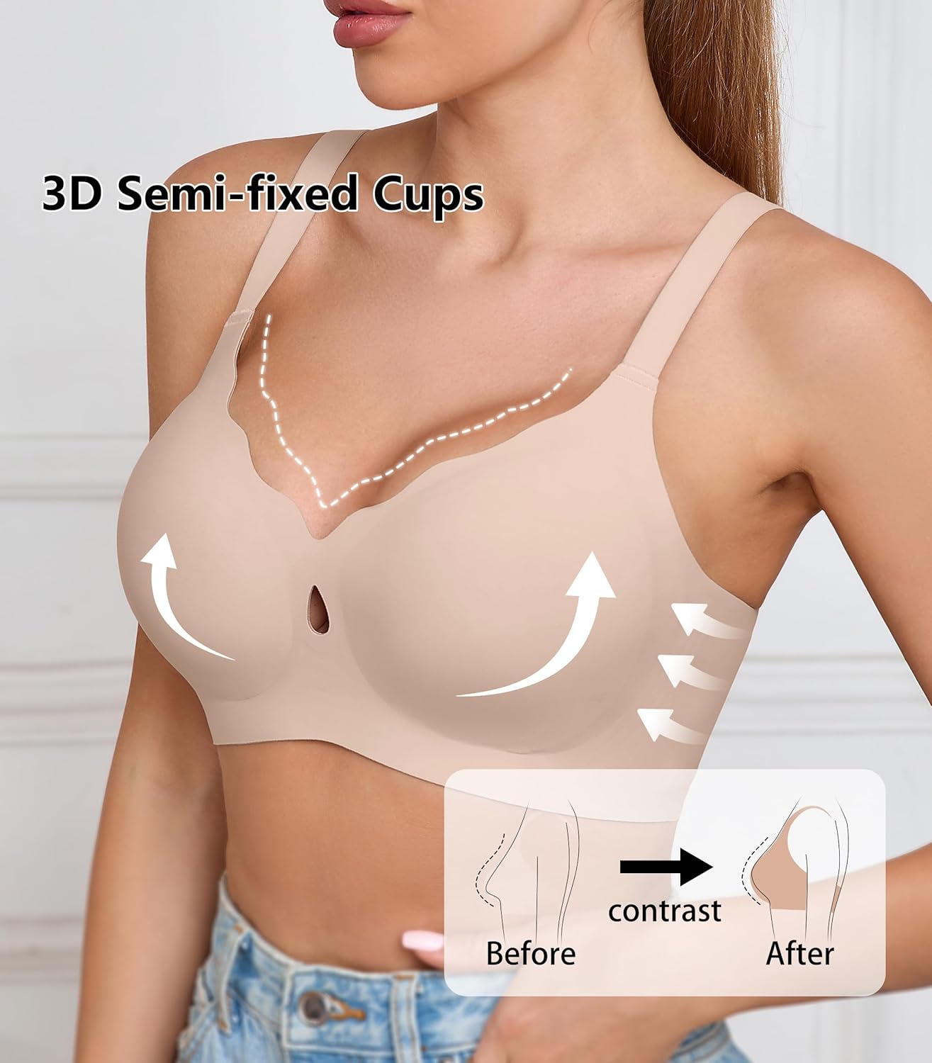 POSESHE Bras for Women No Underwire Wave Wireless Seamless Full Coverage Bralettes Lift Everyday Bra - Image 2