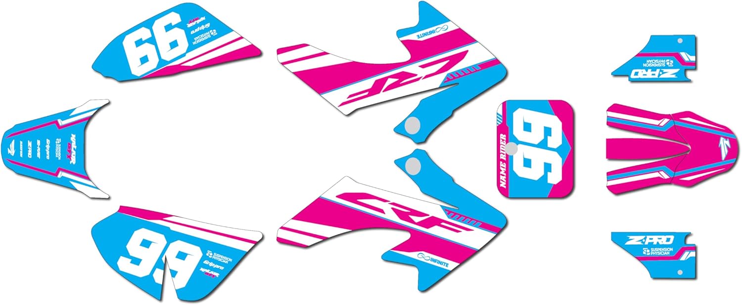 Graphics kit for Honda CRF50 (All Years) Viper Series Magenta 9 Mil-Dirt bike Custom Racing Graphics Decals Stickers Kit, no-plastics
