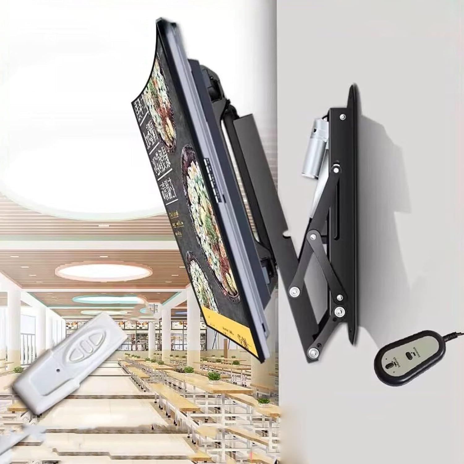 7UIYgtyO LNNW Motorized TV Mount, Hidden Drop Down TV Lift, Ceiling Mount TV Bracket, Fits 50-75 Inch TVs TV Wall Bracket