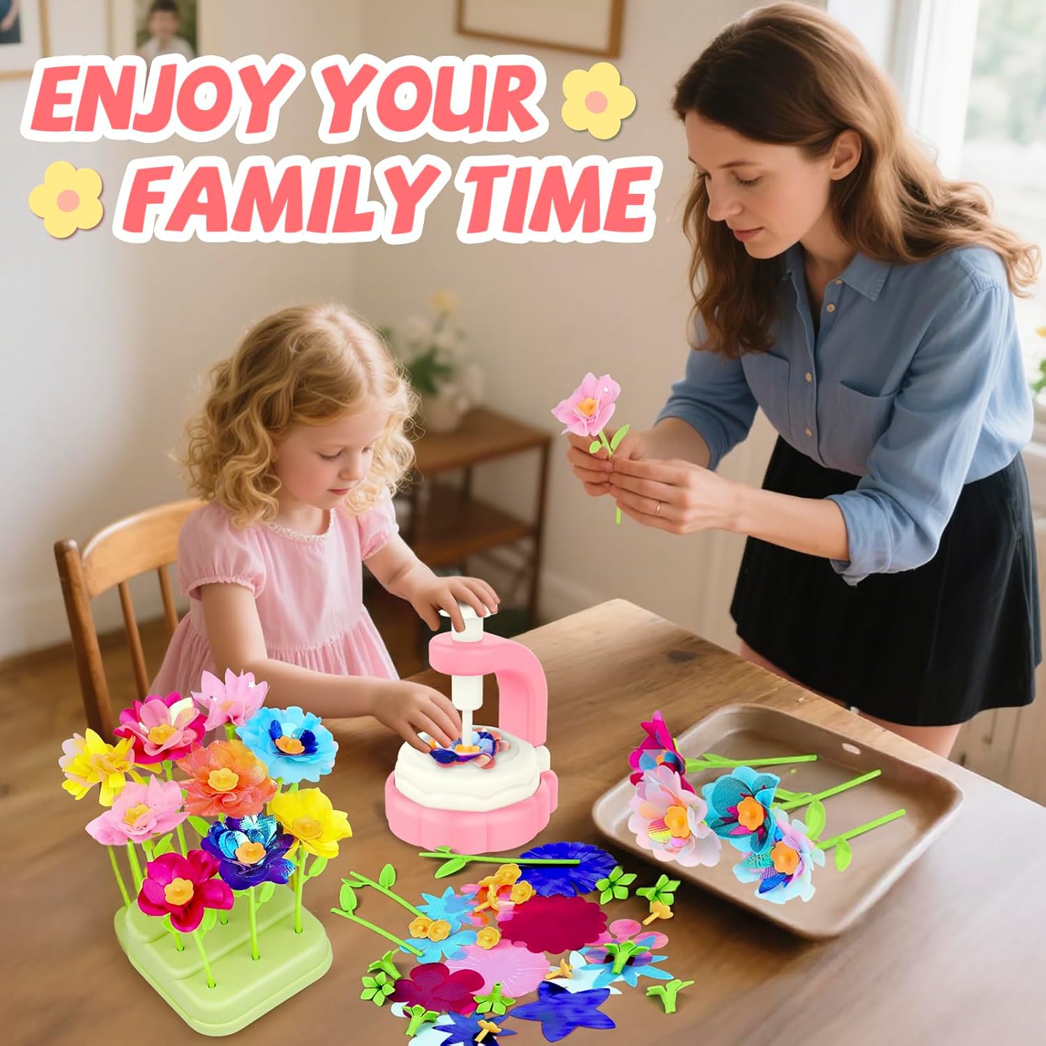 185pcs DIY Fabric Flower Bouquet Craft Kits for Kids Ages 3-12, STEM Educational Arts and Crafts Handmade Flower Making Kit Toy for Toddler Girls 3 4 5 6 7 8 9 10 11 12 Years Birthdays Christmas Gift - Image 3