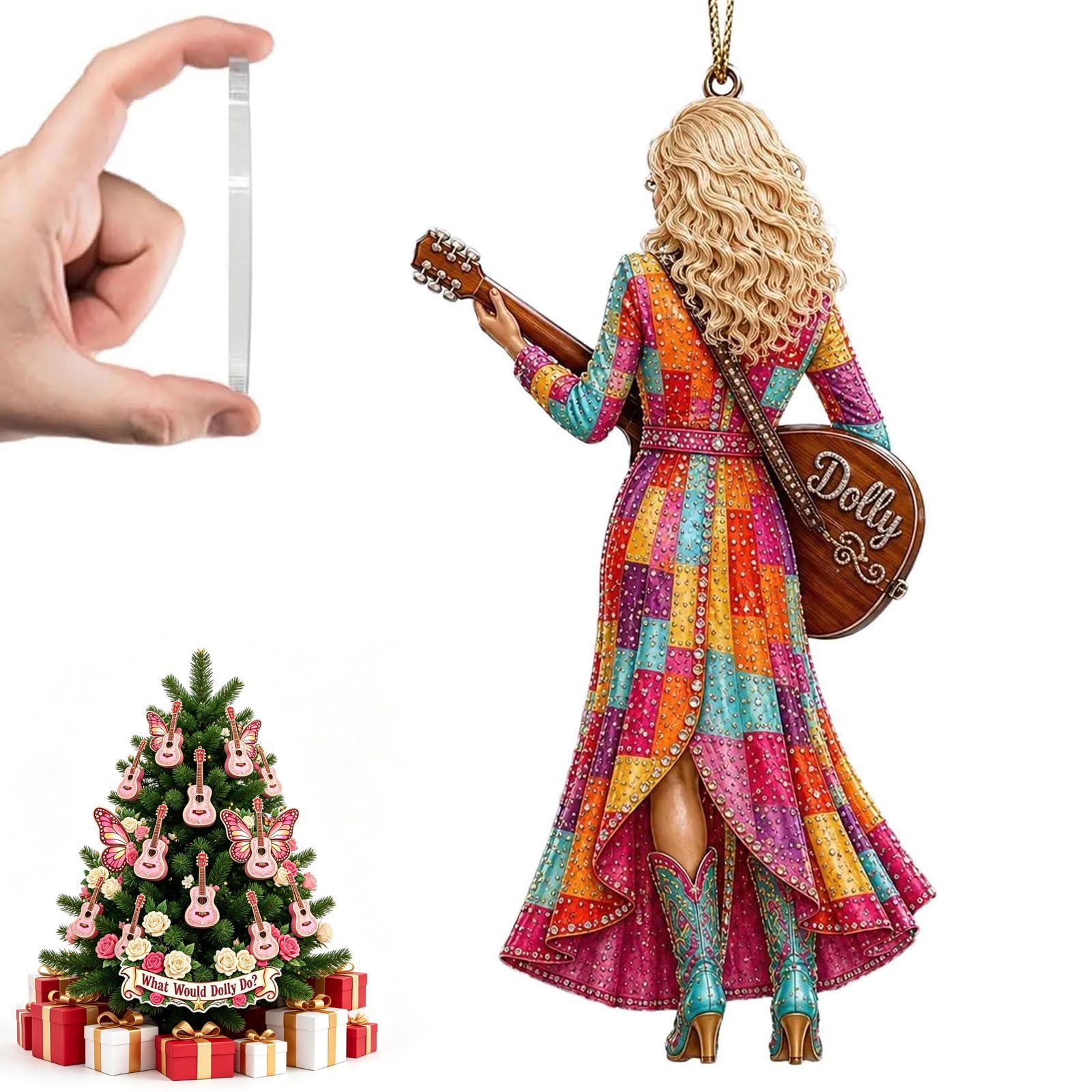 Dolly Parton 2026 Acrylic Pink Christmas Ornament, Dolly Memorial Gift
