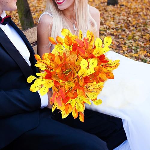 Miniatura 5 de 100 hojas de arce artificiales de otoño para bodas, festivales, Acción de Gracias, manualidades, decoraciones de fiesta