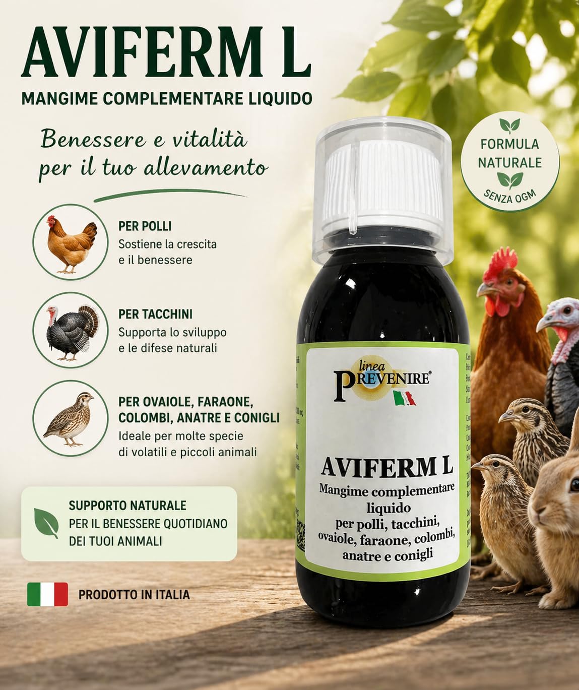 Coccistop L - Aviferm L Terapia anticoccidia per volatili e Conigli, 100 ml