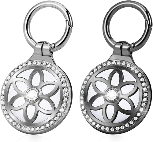 DEERLET Soporte para Airtag, Llavero de Metal con Insignia de Diamantes de Imitación para Airtag, Soporte para Air Tag con Diamantes Brillantes para