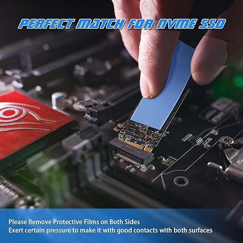 Vista 4 de Outus 30 unidades de almohadilla térmica de silicona de 2.6 x 0.8 x 0.1 pulgadas, almohadilla térmica reutilizable para CPU SSD, almohadilla de Azul