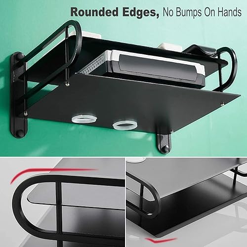 Miniatura 7 de Estante de montaje en pared, estante flotante de pared de doble capa, estante de caja de TV, estante montado en la pared, router DVD cable caja