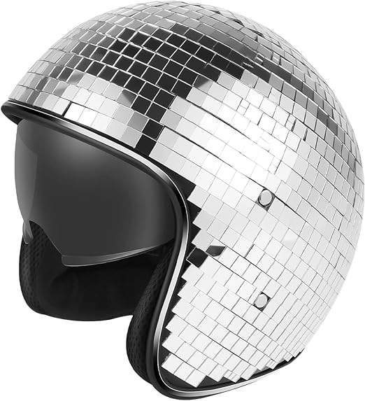 Caffney Disco Ball Helmet Glitter Mirror Ball Helmet Disco Party Helmet