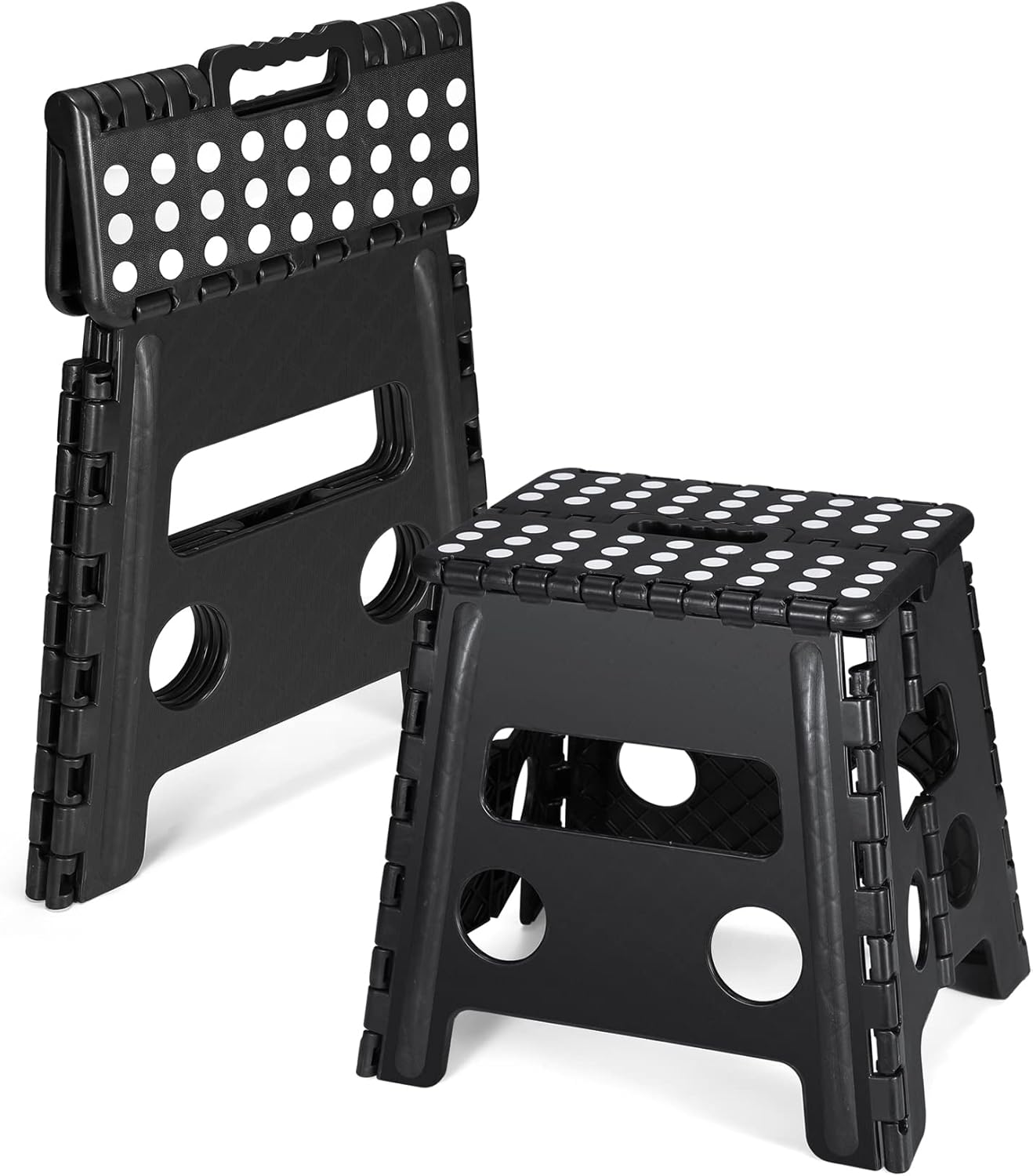 handle broken Dyforce Folding Step Stool 13", Heavy Duty Step Stools for Adults and Kids, Compact Foot Stools, Light-Weight Toddler Foldable Step Stool for Kitchen, Bathroom, Holds Up to 300 lbs (Black) Black 13inch