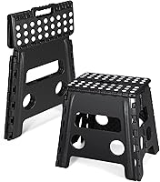 Vista 24 de Dyforce Taburete plegable de 16 pulgadas, capacidad de 400 libras, taburete plegable de plástico resistente para adultos, taburete con asa, fácil