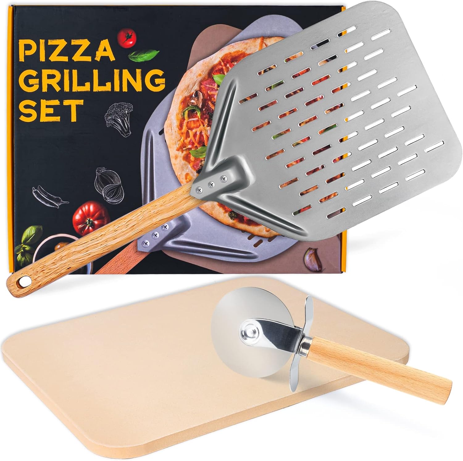 YAKSHA Pizza Stone for Oven and Grill 15" x 12" Large Pizza