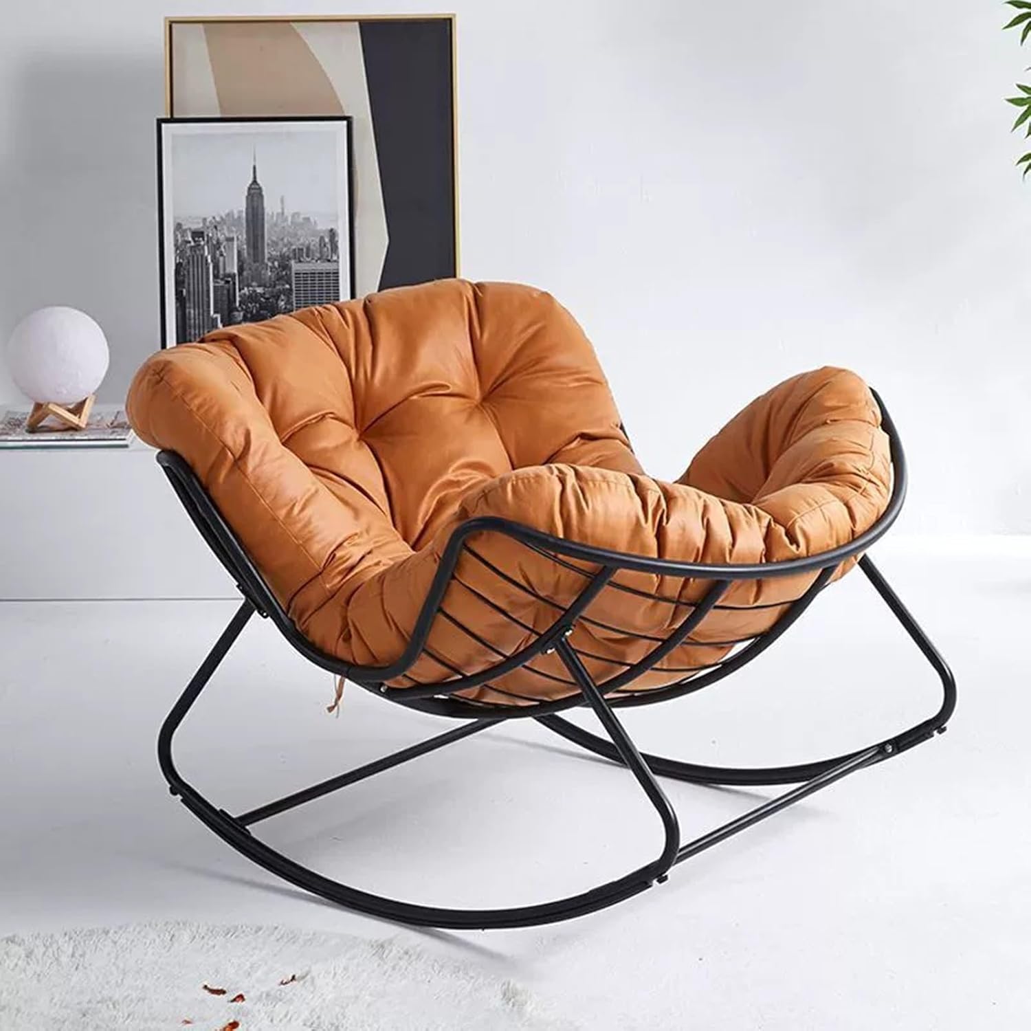 Outdoor Rocking Chair Indoor Rocking Chair Comfy Rocker Chair with Thick Cushion Modern Lounge Chair for Patio Yard Garden Living Room