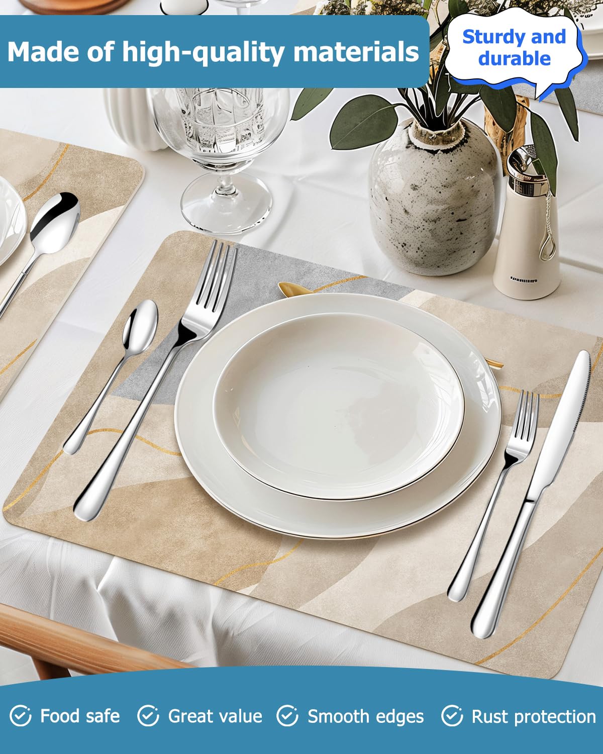 Set Posate 6 persone, 36 Pezzi Posate Acciaio Inox, Set Posate con Coltello da Bistecca, set Forchette Cucchiai e Coltelli per Ristoranti, Feste e Matrimoni,Resistenza, lavabile in lavastoviglie Alta
