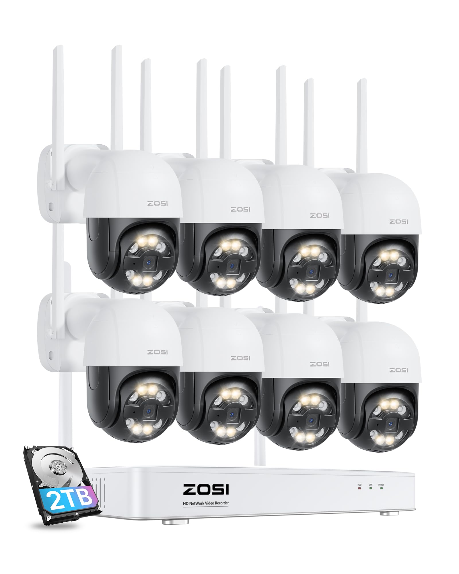 ZOSI C289 2.5K Kit Caméra Surveillance Extérieure sans Fil