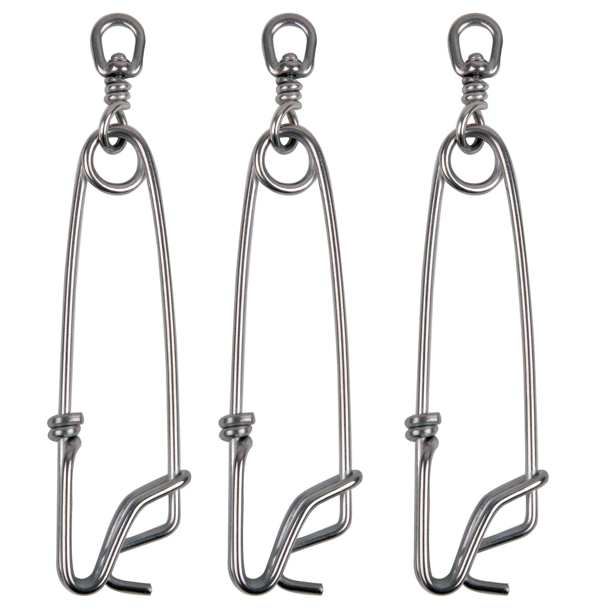 VATEICO Longline Snap Clips,3pcs/6pcs Stainless Steel Fishing Snaps Tuna Clips Long Line Branch Hangers Snaps Fishing Float Decoy Fishing Tackle Easy On/Off 4inch-3pcs