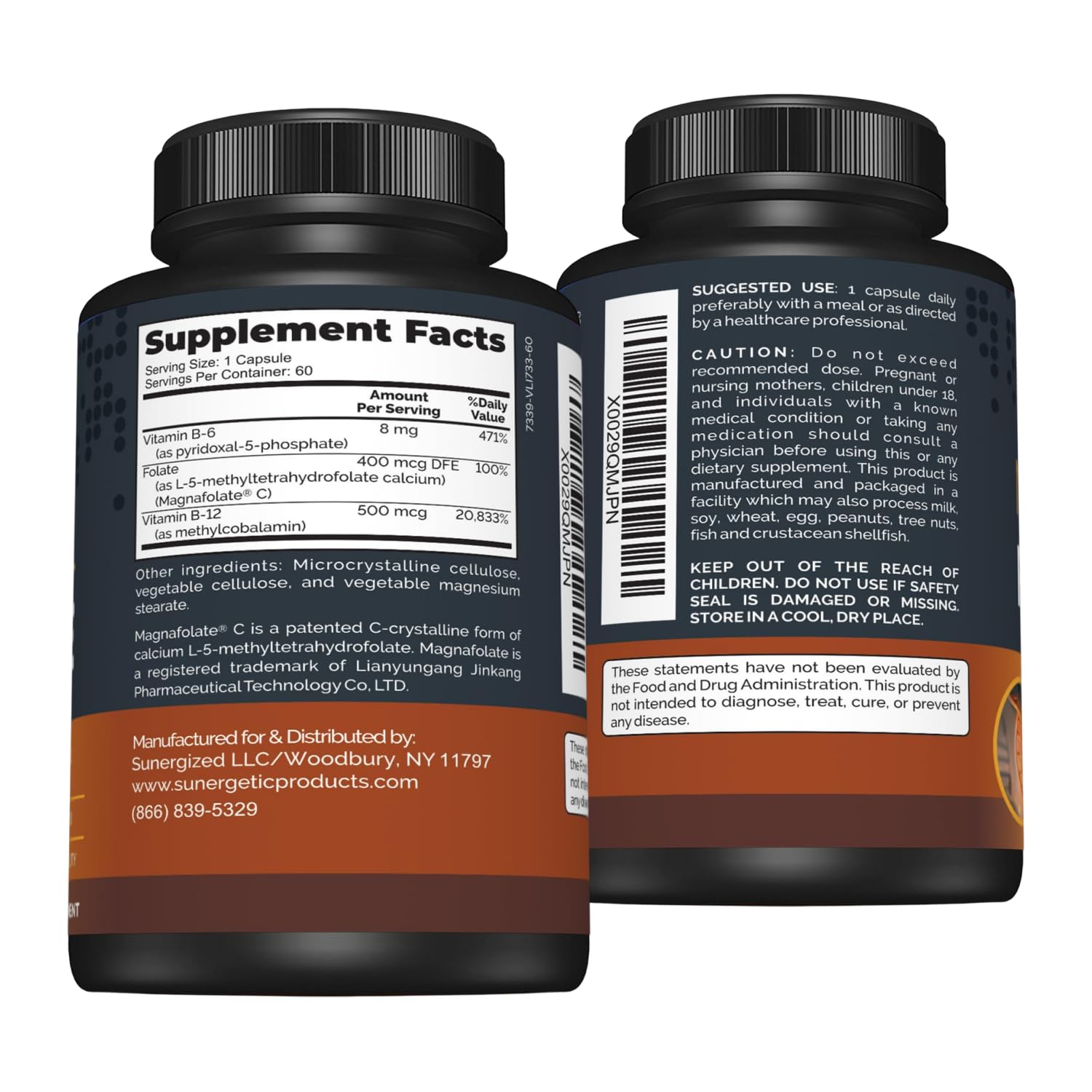 Sunergetic Premium Methyl Folate Supplement – with Methylated Vitamin B12 and Vitamin B6 – Metabolically Active Folate as Magnafolate - Methylfolate 400 mcg per Capsule – 60 Capsules — Amazon image 7