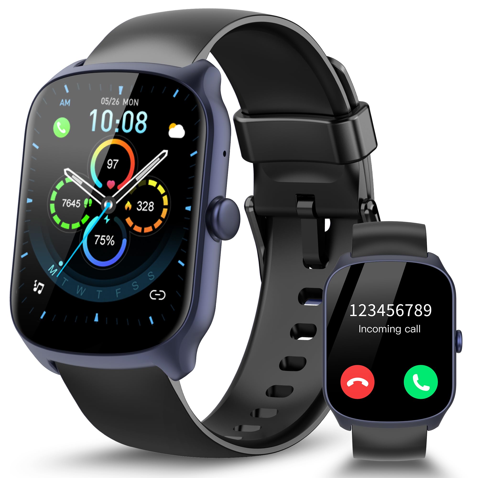 STECEi Smartwatch Uomo Donna, Curvo HD da 1,95'' Orologio Smartwatch con Effettua/Risposta Chiamate, 112 Sportive Smart Watch con Contapassi/Sonno/Cardiofrequenzimetro, Impermeabile IP68, Cornice Blu