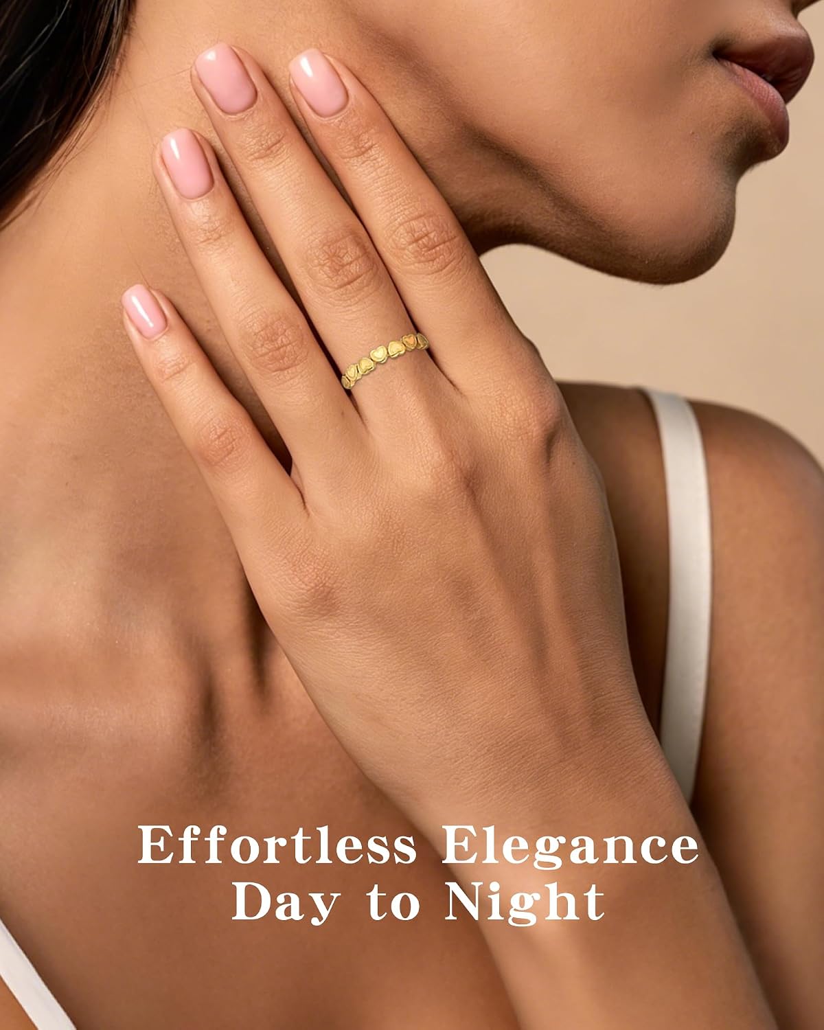 14K Gold Plated Ring for Women Stainless steel Gold Heart Ring Classic Stackable Promise Ring/Wedding Ring/Eternal Ring Waterproof Rings Statement Minimalist, An Ideal Choice for Everyday Wear and As a Gift. Size 5-9