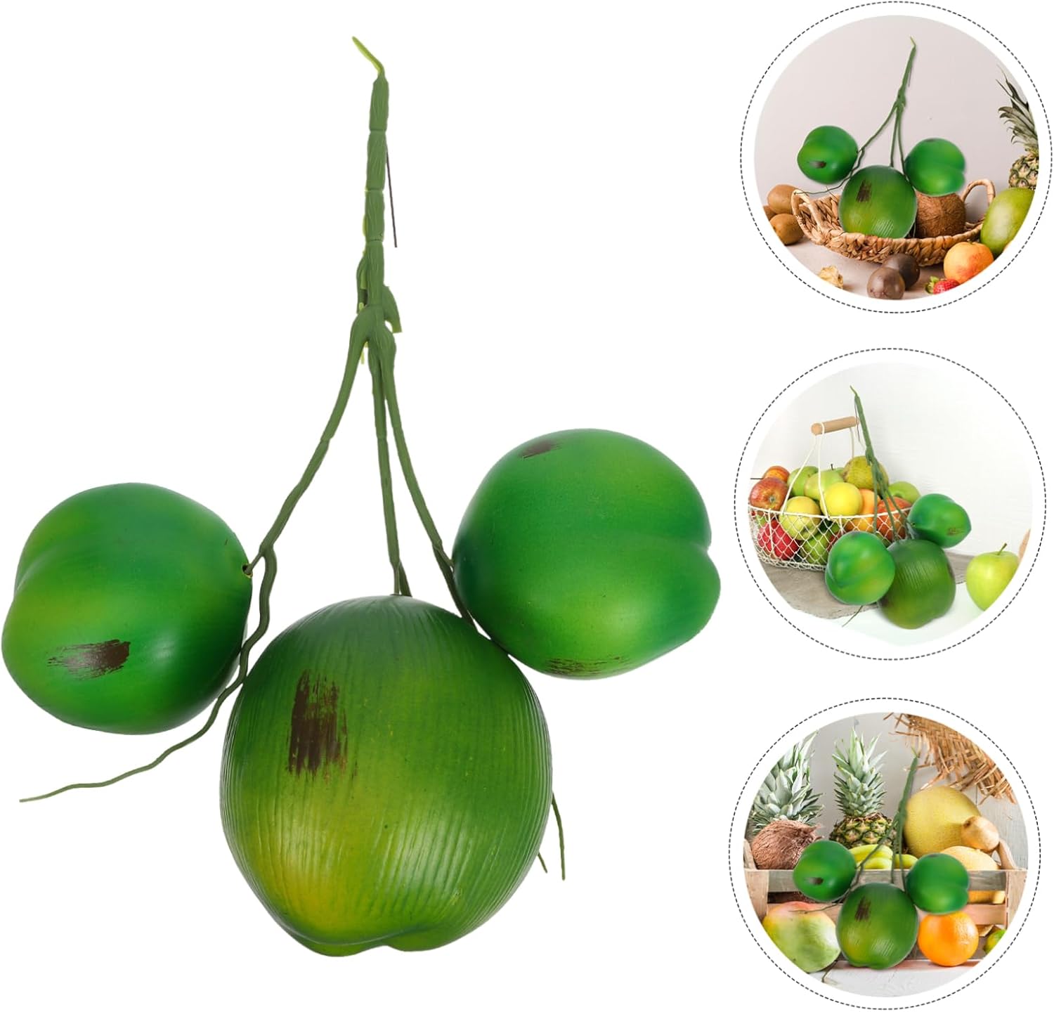 Amosfun Artificial Coconuts Tropical Decor for Farmhouse Photography Props Realistic Design for Parties and Events Lightweight Coconut Fruit Ornaments