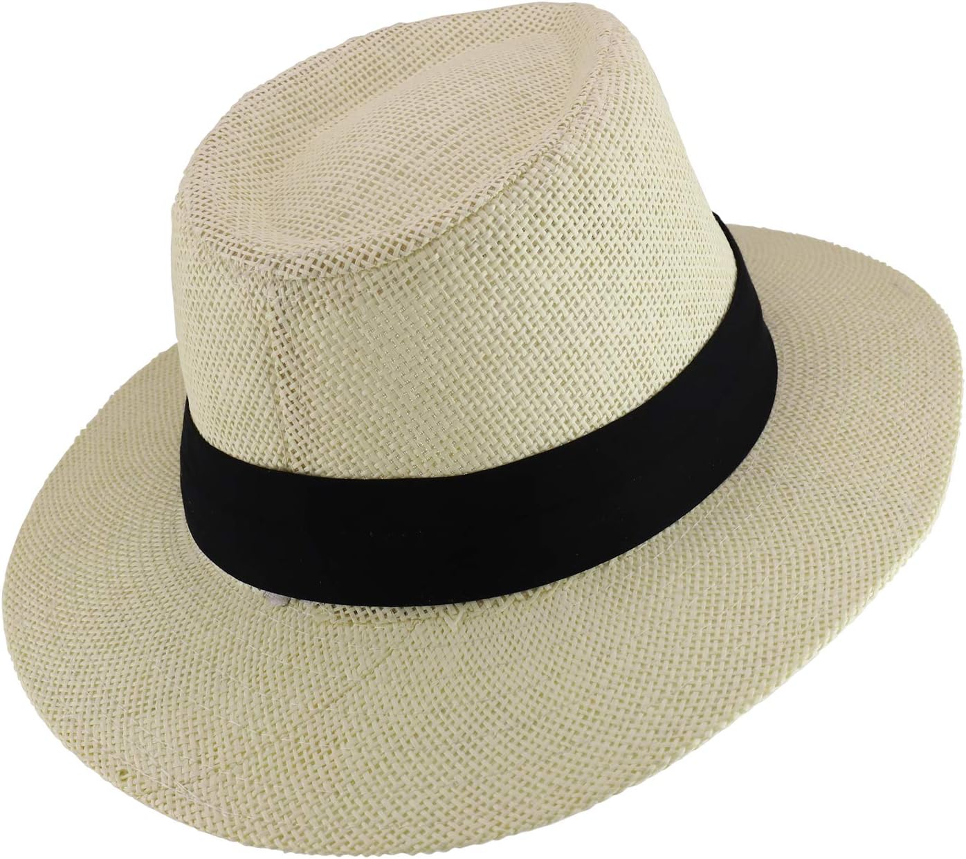 Trendy Apparel Shop Men's Paper Woven Flat Brim Summer Fedora Hat