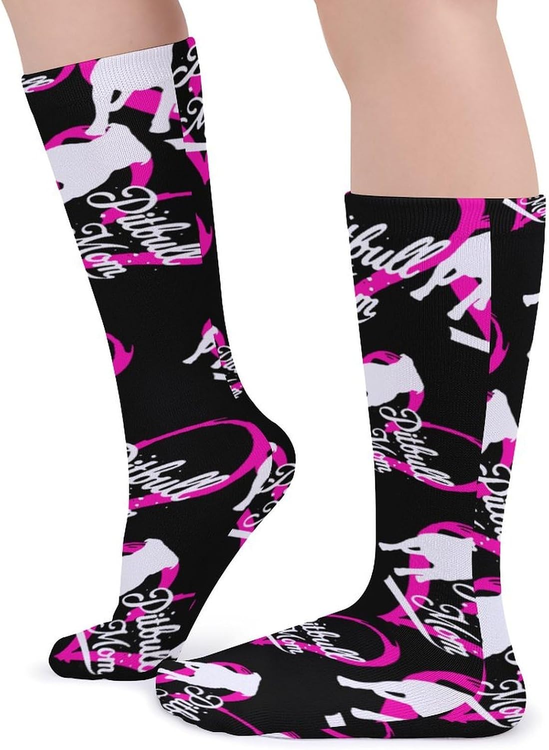Proud Pitbulls-Mom Knee High Socks Casual Long Stockings Over Calf Sock Tube for Women Men