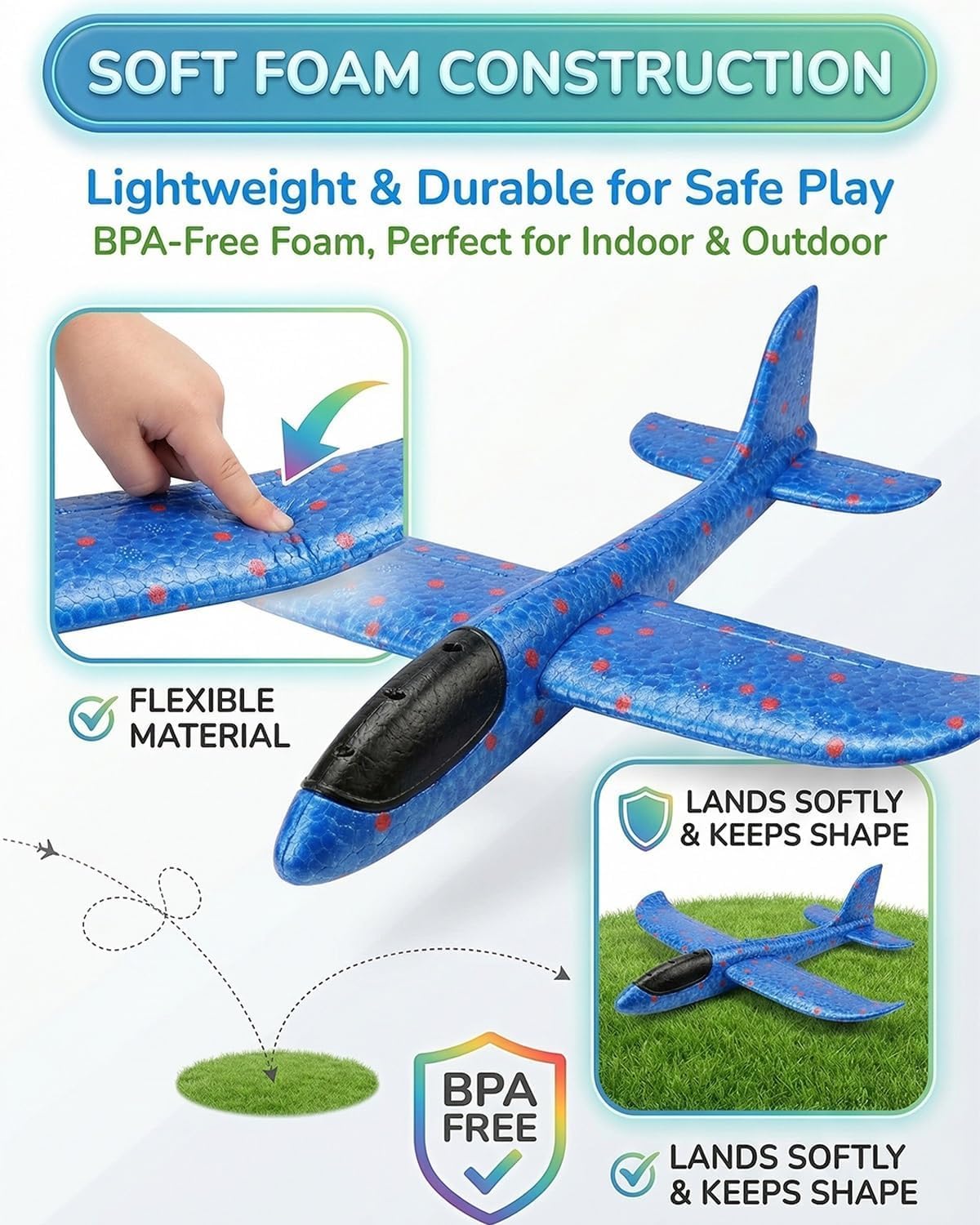 Cute Dinosaur Airplane Launcher Toy, Boxed 8 Inch Foam Glider Plane, Outdoor Flying Catapult Aircraft, Easy Launch Lightweight Long Distance Plane Toy, Birthday Gift for Boys Girls