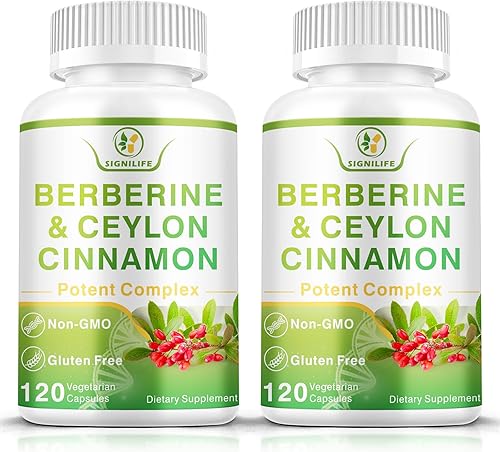 Suplemento de berberina con canela de Ceilán, 1200 mg de berberina HCL y aceite MCT para una mayor absorción, apoya el sistema inmunológico y la