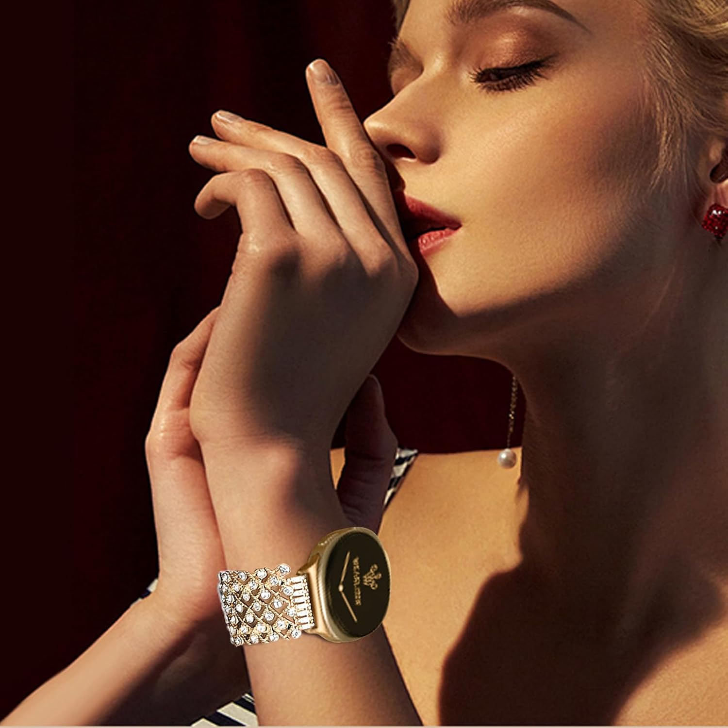 VIQIV Dressy Bracelet Compatible with Samsung Galaxy Watch 8/7/6/5/4/FE Active 2 40/44mm 8/6/4 Classic 43/47/42/46mm 5 Pro 45mm, 20mm Stretchy Bling Rhinestone Metal Strap for Samsung Watch Band Women