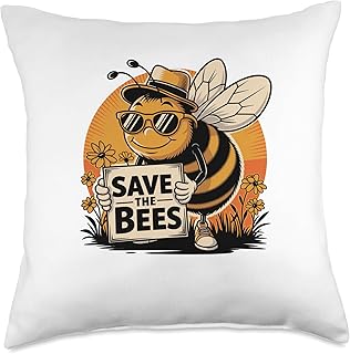 Save The Bees Enthusiast Sustainable Message Throw Pillow