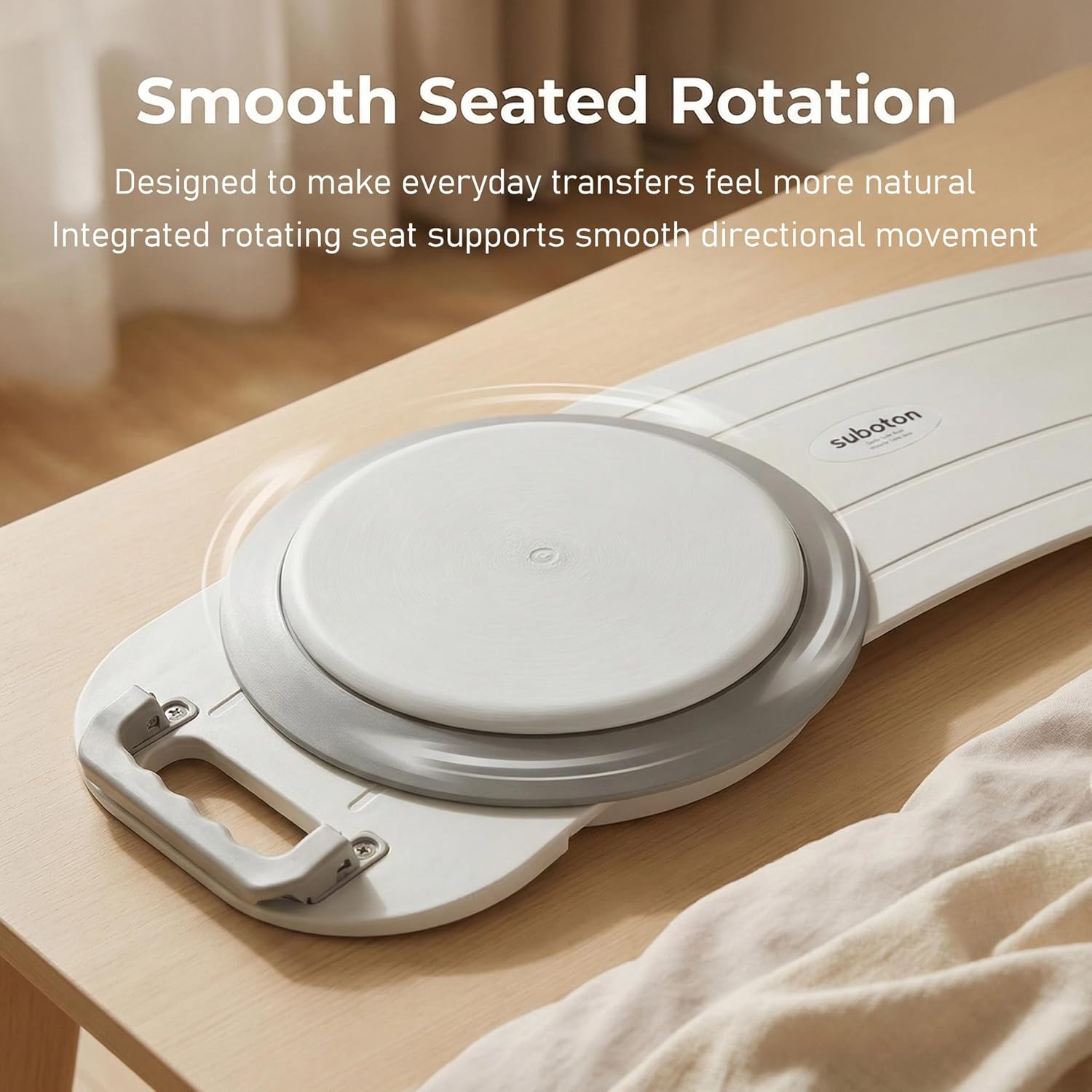 Rotating Transfer Board with Turntable & Dual Assisted Handles - FSA/HSA - Eligible Sliding Transfer Board for Wheelchair to Bed or Sofa, Non-Slip Home Care Mobility Aid for Seniors & Caregivers White