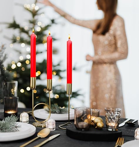 Miniatura 8 de Juego de 4 velas cónicas color rosa de 12 pulgadas, candelabros altos, sin goteo y sin humo, velas de cena en casa, fiesta, boda, Halloween, velas