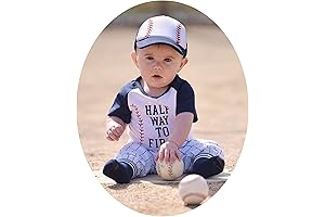 Halfway to first 6-month bodysuit and beanie hat set for boys and...