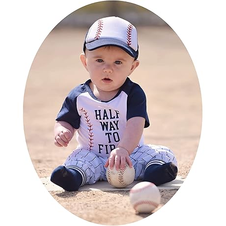 Halfway to first 6-month bodysuit and beanie hat set for boys and...