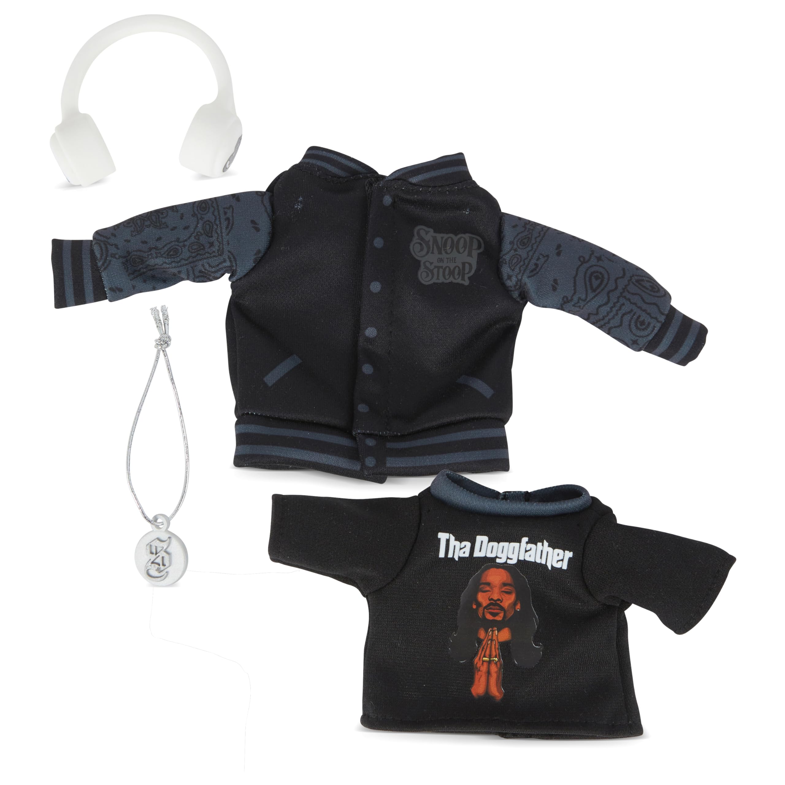 Snoop Dogg Jacket Expansion Pack - Bomber Jacket and Chain for Snoop on The Stoop, Funny, Secret Santa