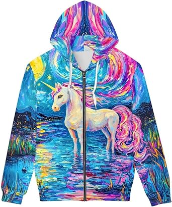 ENLACHIC Unisex Adult Novelty Graphic Hoodies 3D Animal Print Zip up Hoodie Pullover Sweatshirt Pockets