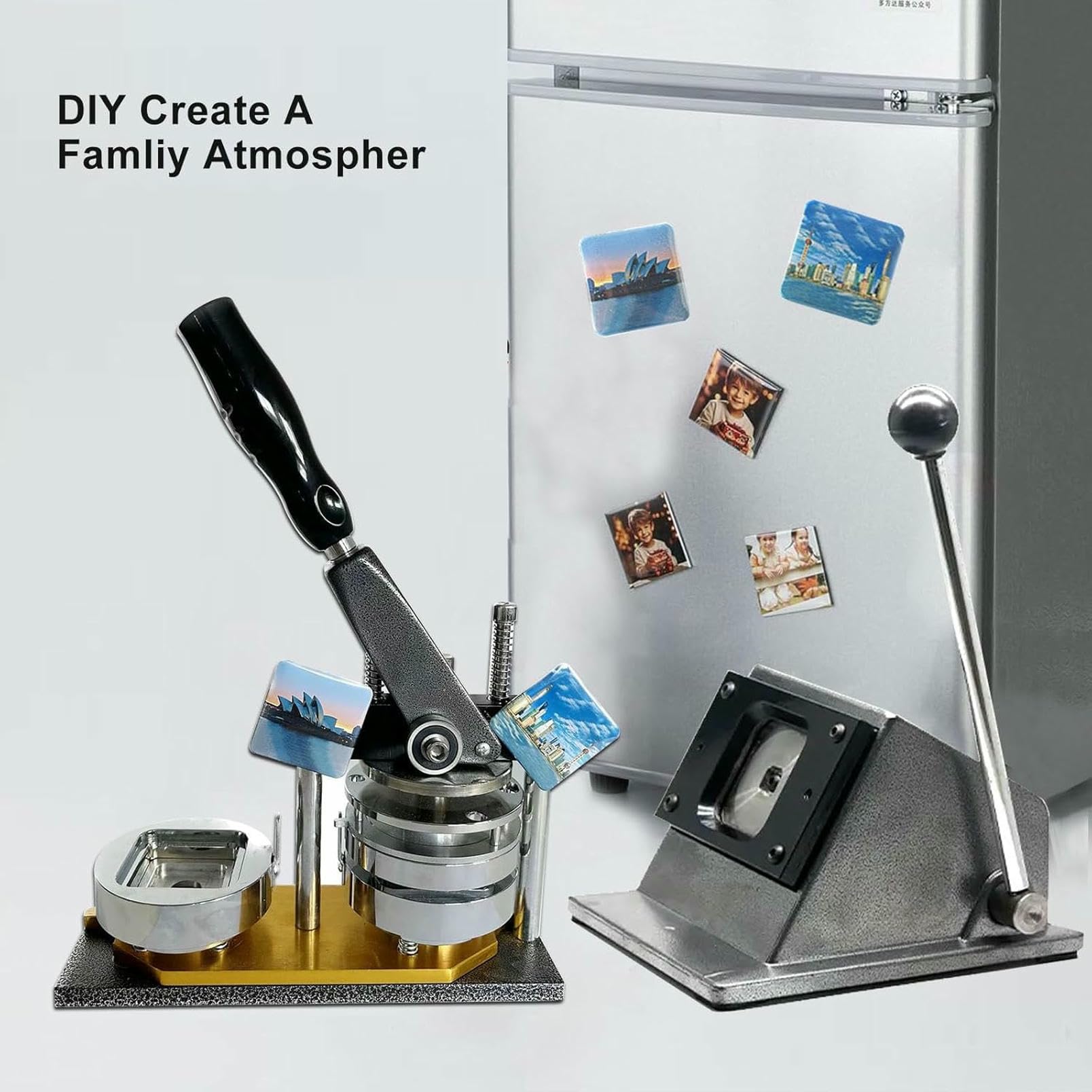 MRKU 50 x 50 mm quadratische Kühlschrankmagnete, Buttons, personalisierte Foto-Dekorationsmagnete