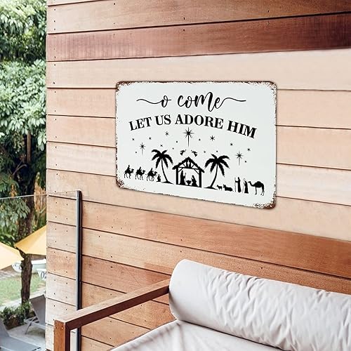 Miniatura 3 de O Come Let Us Adore Him - Letreros de hojalata de metal para decoración del hogar decoración del hogar para Navidad Navidad Navidad Navidad placa de