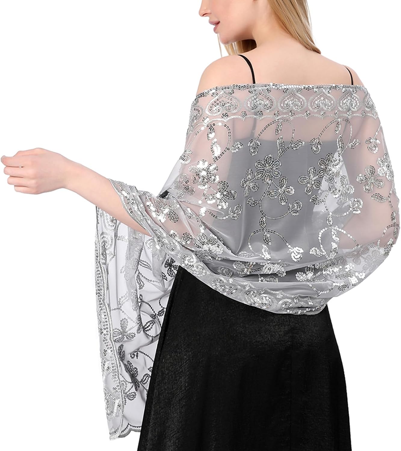 Shawls and Wraps for Evening Dresses Sheer Women Elegant Glitter Shawls Soft Sparkly Wedding Bridal Scarf