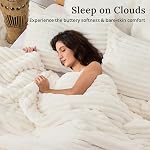 Sasttie Fluffy Comforter Set Queen 3 Pieces - Super Soft & Fuzzy Cream White Comforter Set for Winter Warm Fleece Bedding, 1 Luxury Heavy Faux Fur Down Alternative Comforter with 2 Pillow Cases