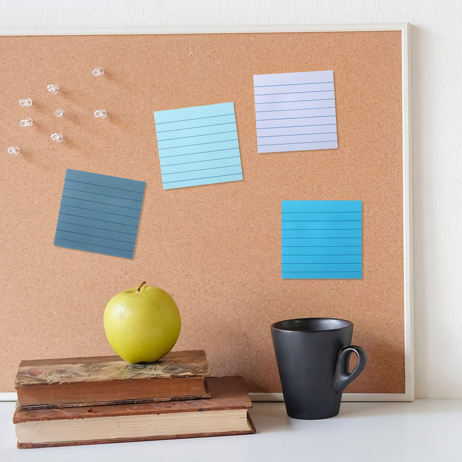 AmazingSpark Haftnotizen, liniert, 7,6 x 7,6 cm, liniert, super selbstklebend, mehrfarbig, Notizblöcke, Vintage, Ästhetik, Schule, Büro, Zubehör, 12 Stück